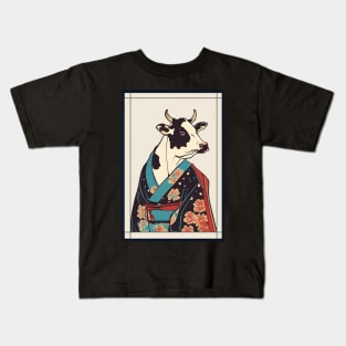 Cow japanese with kimono vintage Kids T-Shirt